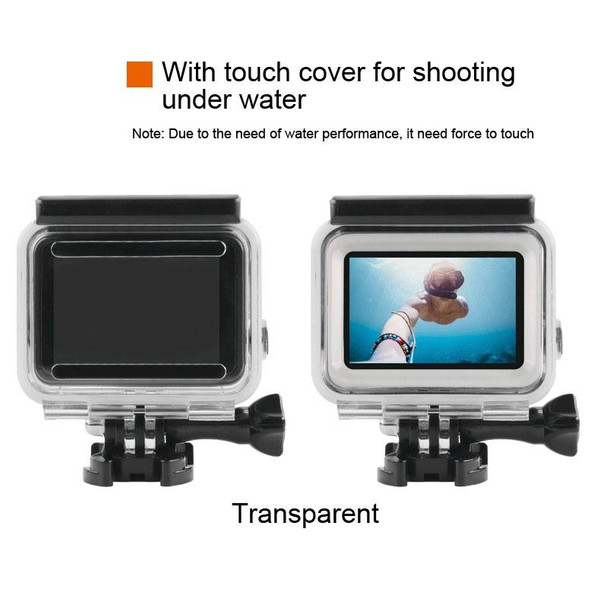 45m Waterproof Housing Protective Case + Touch Screen Back Cover for GoPro NEW HERO /HERO6 /5, with Buckle Basic Mount & Screw & (Purple, Red, Pink) Filters, No Need to Remove Lens (Transparent)