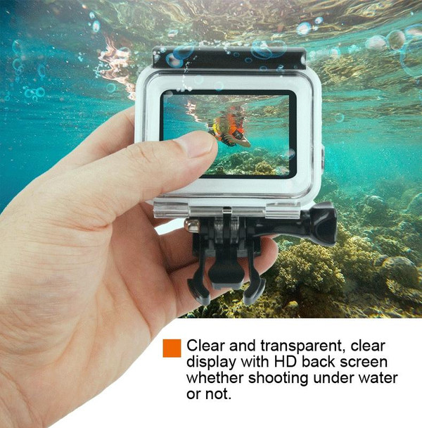 45m Waterproof Housing Protective Case + Touch Screen Back Cover for GoPro NEW HERO /HERO6 /5, with Buckle Basic Mount & Screw, No Need to Remove Lens (Transparent)