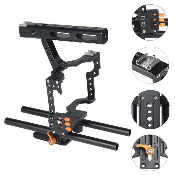 YELANGU YLG0904A-C Handle Video Camera Cage Stabilizer for Panasonic Lumix DMC-GH4 / Sony A7 & A7S & A7R & A7RII & A7SII(Orange)