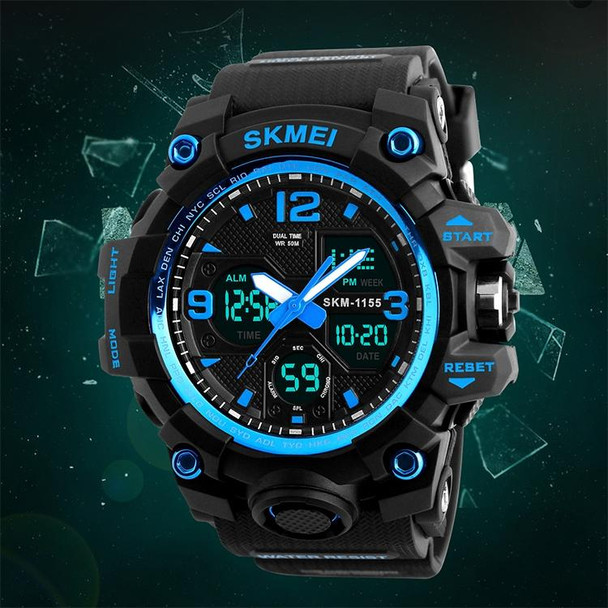 SKMEI 1155B Multifunctional Men Outdoor Sports Noctilucent Waterproof Large Dial Wrist Watch(Grey Black)