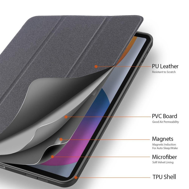 DUX DUCIS Domo Series Horizontal Flip Magnetic TPU + PU Leatherette Tablet Case with Three-folding Holder & Pen Slot & Sleep / Wake-up Function - iPad Pro 11 2021/(2020)(Black)