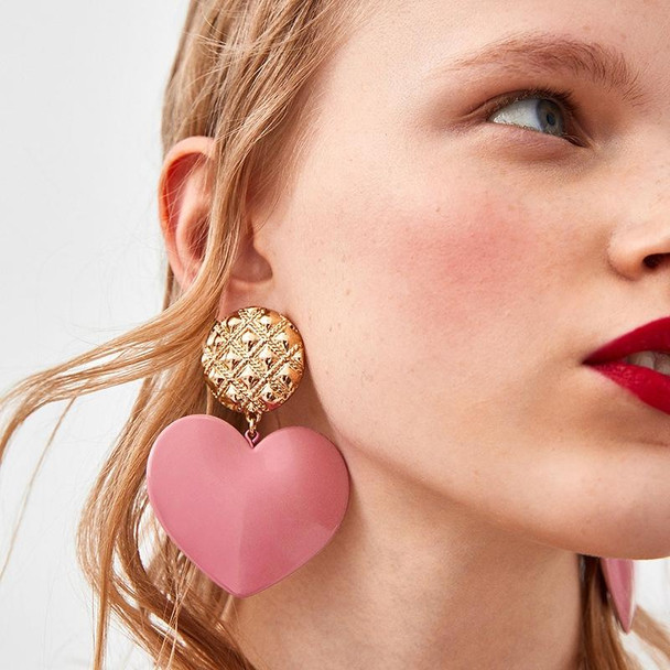 Peach Heart Earrings Retro Series Acrylic Stud Earrings for Women(Light Pink)