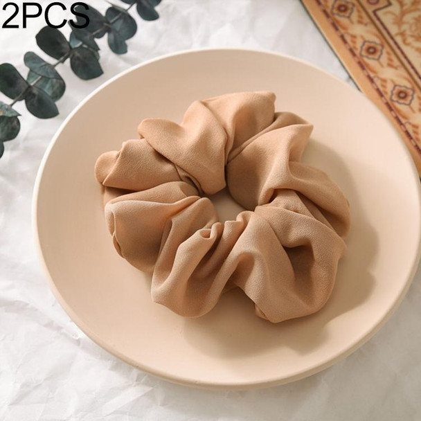 2 PCS Large Intestine Ring Hair Band Women Fabric Ponytail Seamless Stretch Hair Jewelry(Light brown)