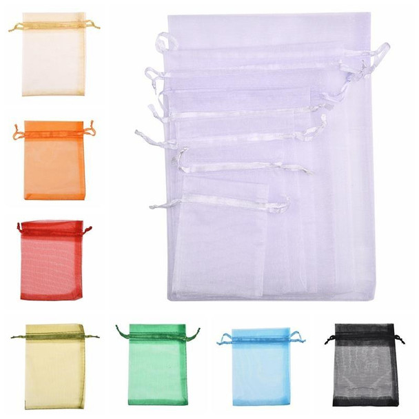 100 PCS Gift Bags Jewelry Organza Bag Wedding Birthday Party Drawable Pouches, Gift Bag Size:13X18cm(Light Purple)