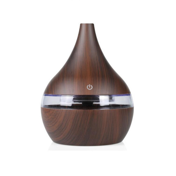 2 PCS 300ml USB Electric Aroma air diffuser wood Ultrasonic air humidifier Essential oil Aromatherapy Cool Mist Maker(Flat Mouth Deep Wood Grain)