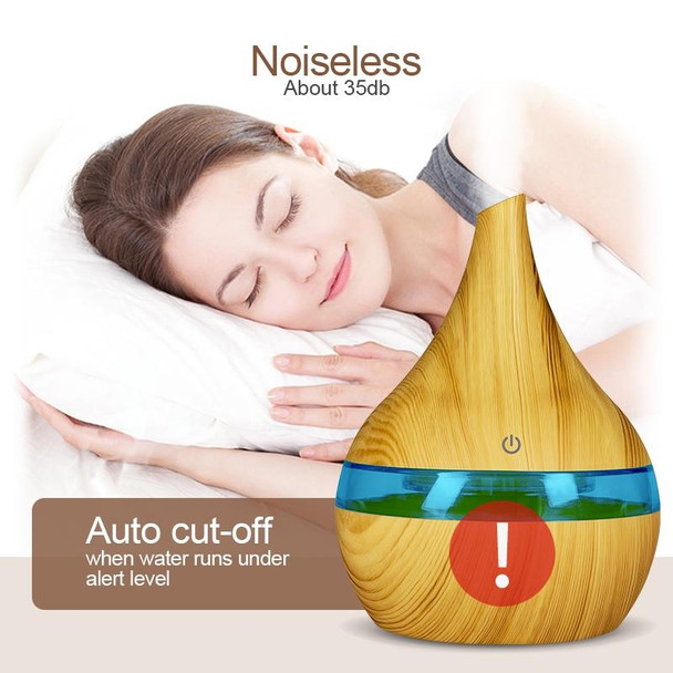 2 PCS 300ml USB Electric Aroma air diffuser wood Ultrasonic air humidifier Essential oil Aromatherapy Cool Mist Maker(Flat Mouth Deep Wood Grain)