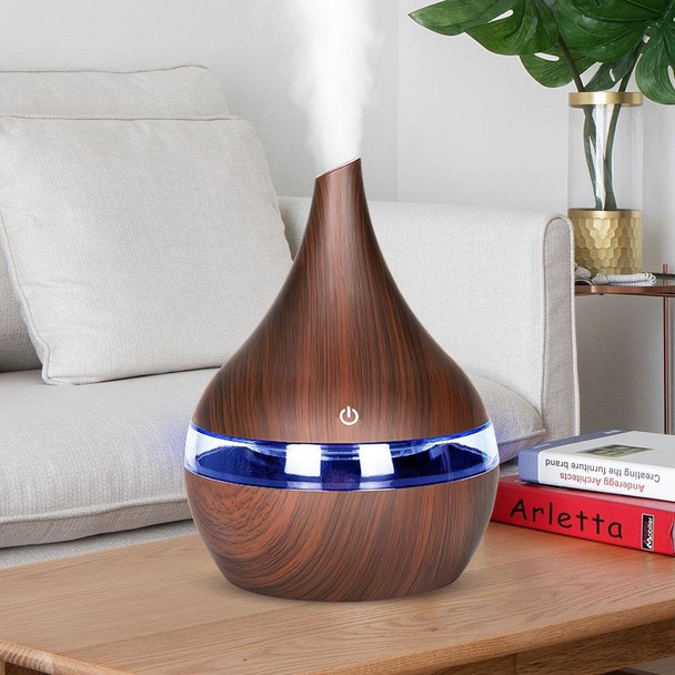 2 PCS 300ml USB Electric Aroma air diffuser wood Ultrasonic air humidifier Essential oil Aromatherapy Cool Mist Maker(Flat Mouth Deep Wood Grain)