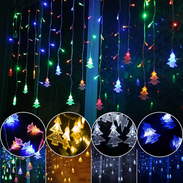 3.5M 96 Leds Curtain Christmas Tree Icicle String Lights Fairy Lights Christmas New Year Lights Wedding Party Decoration, Wattage:110V US Plug(Blue)