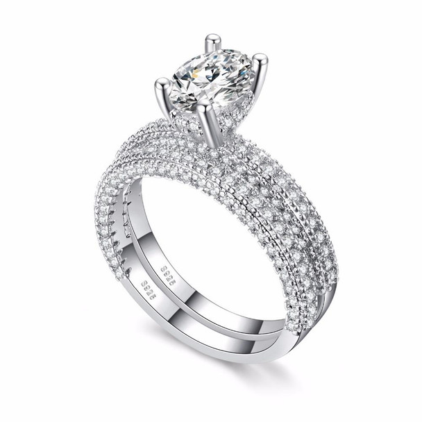 Double Row - Women Fashion Cubic Zirconia Wedding Engagement ring, Ring Size:7(Rose Gold Deputy Ring)