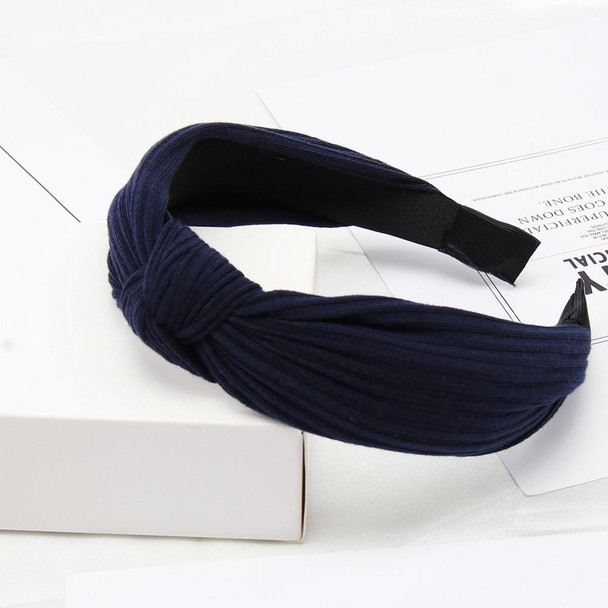 Soft Knotted Headband Hairband Lady Bow Hair Hoop Hair Accessories(Navy Blue)