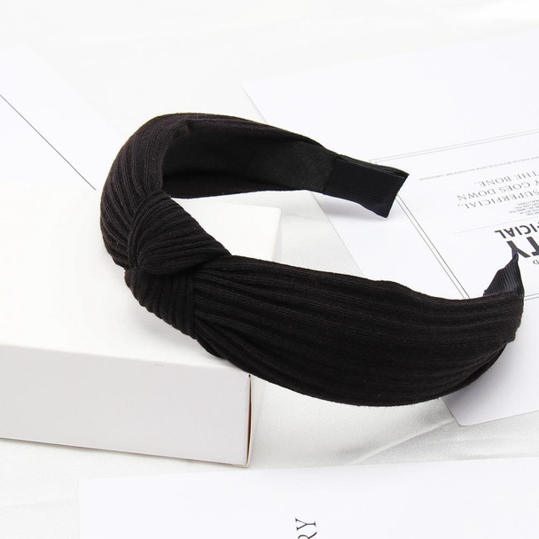 Soft Knotted Headband Hairband Lady Bow Hair Hoop Hair Accessories(Black)