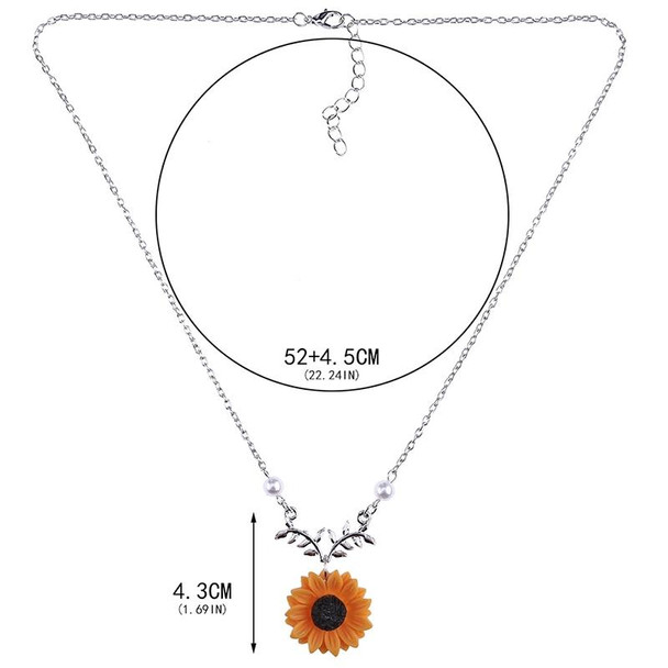 Delicate Sunflower Pendant Necklace Women Creative Imitation Pearls Jewelry Necklace(Rose gold)