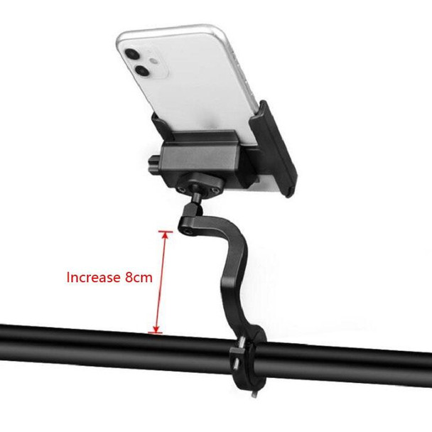 CYCLINGBOX Aluminum Alloy Mobile Phone Holder Bicycle Riding Takeaway Rotatable Metal Mobile Phone Bracket, Style:Heightened Handlebar Installation(Titanium)