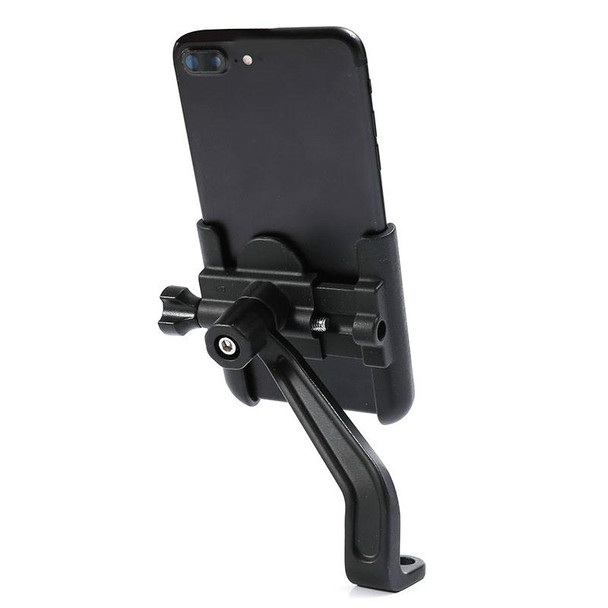 BENGGUO Bicycle Aluminum Alloy Mobile Phone Holder Electric Motorcycle Anti-Vibration Navigation Fixed Mobile Phone Holder Riding Equipment, Style:Rearview Mirror Installation(Black)