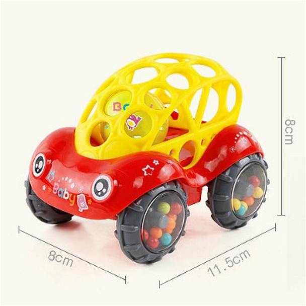 Soft Plastic Toy Car Inertial Slide With Colorful Ball Anti-fall Children Toy Car Baby Car Doll(Red)