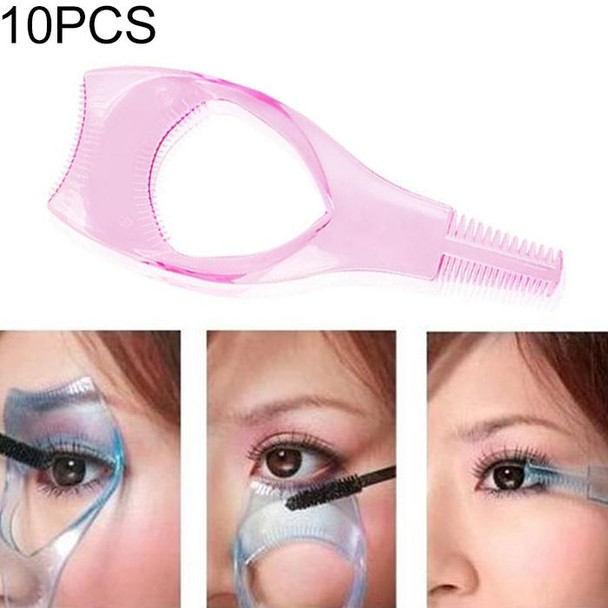 10 PCS 3 in 1 3D Crystal-Color Makeup  Eyelash Comb Eyelash Card(Pink)