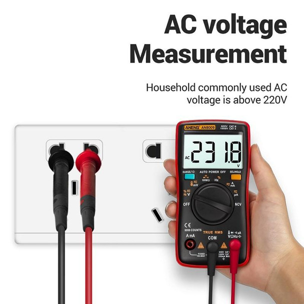 ANENG AN8009 NVC Digital Display Multimeter, Specification: Standard with Cable(Red)