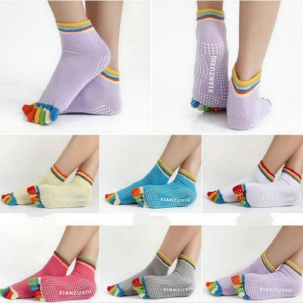 Six Pairs Five-toe Non-slip Yoga Socks for Women, One Size, Random Color Delivery, Style:Straight