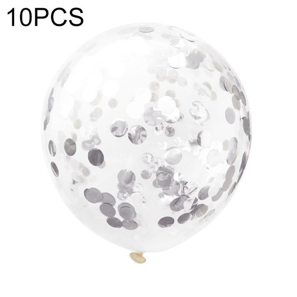 10 PCS 12 Inch Confetti Balloons Wedding Decoration Happy Birthday Party Latex Balloon(Silver)