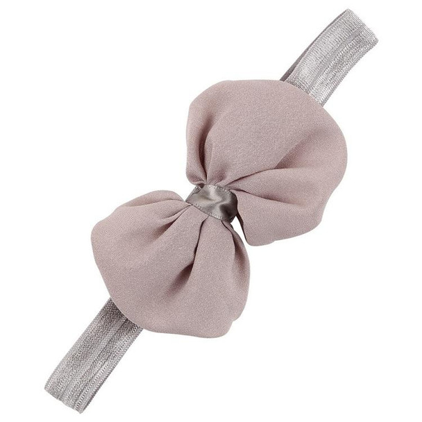 2 PCS Baby Headband Ribbon Chiffon Bow Children Hair Band Headwear(Gray)