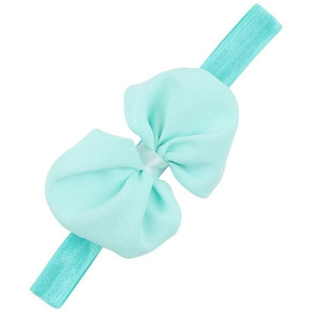 2 PCS Baby Headband Ribbon Chiffon Bow Children Hair Band Headwear(Turquoise blue)