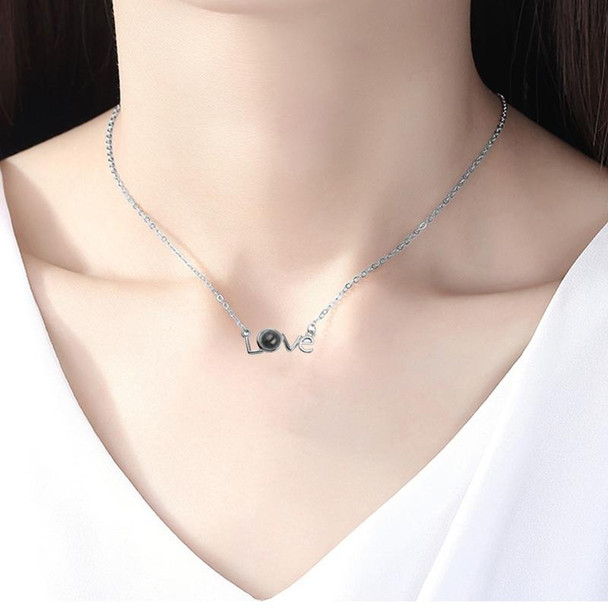 Love Memory 100 Languages I Love You Projection Love Letter Pendant Necklace(love letter silver)