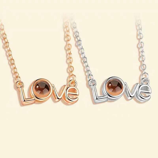 Love Memory 100 Languages I Love You Projection Love Letter Pendant Necklace(love letter silver)