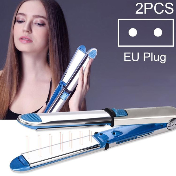 2 PCS Titanium Hair Straightener Flat Iron(EU )