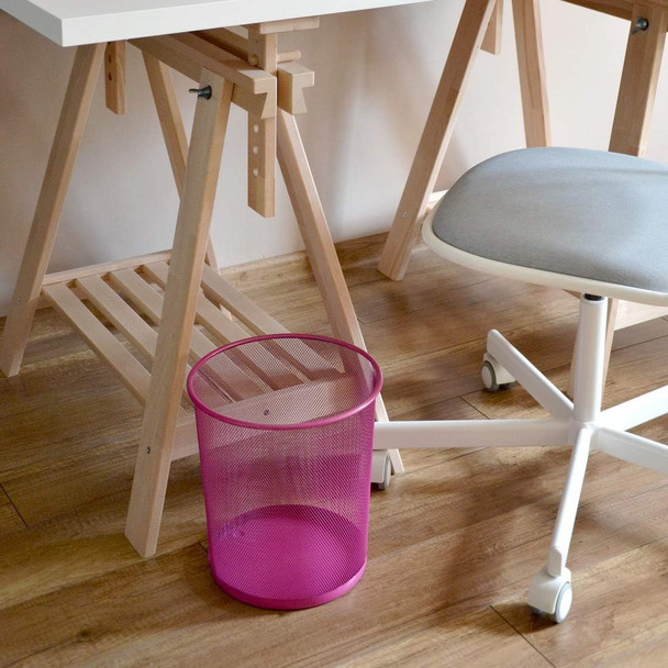 Wire Mesh Trash Can - Pink