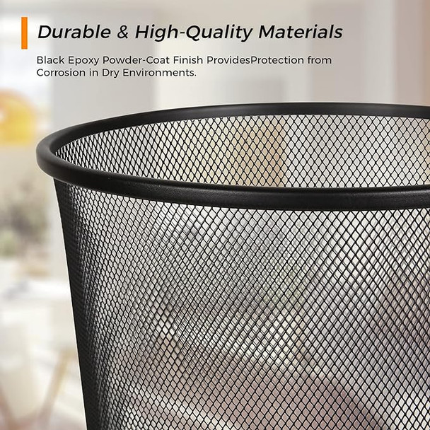 Wire Mesh Trash Can - Black