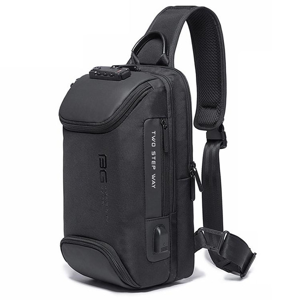 BANGE Men Security USB Chest Bag Portable Outdoor Shoulder Bag(Black)