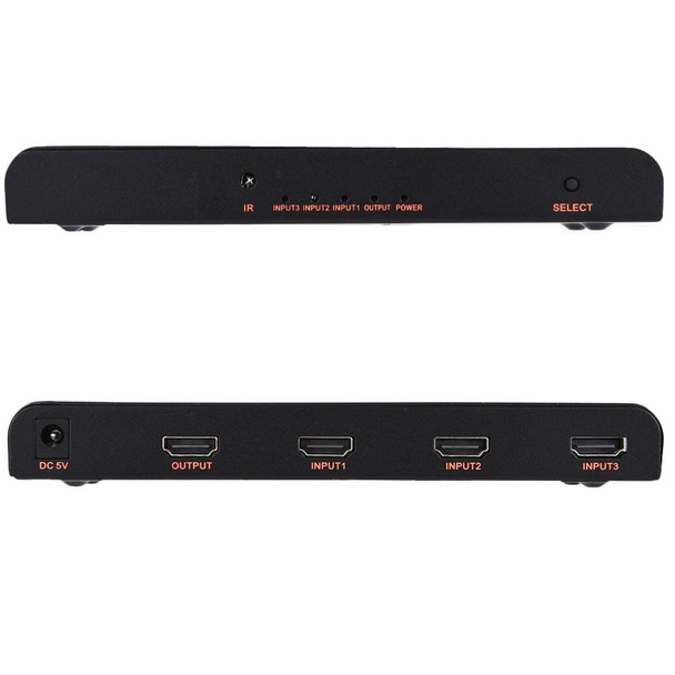 3X1 4K/60Hz HDMI 2.0 Switch with Remote Control, EU Plug