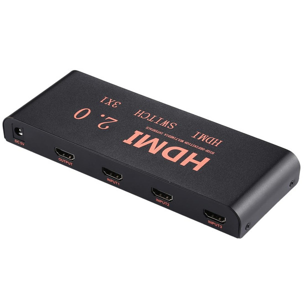 3X1 4K/60Hz HDMI 2.0 Switch with Remote Control, EU Plug