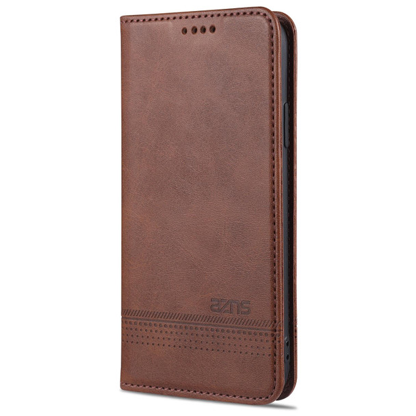 AZNS Magnetic Calf Texture Horizontal Flip Leatherette Case with Card Slots & Holder & Wallet - iPhone XR(Dark Brown)