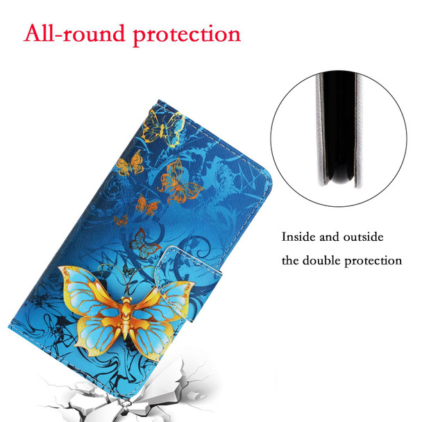 3D Colored Drawing Horizontal Flip PU Leatherette Case with Holder & Card Slots & Wallet - iPhone 12 Pro Max(Jade Butterfly)