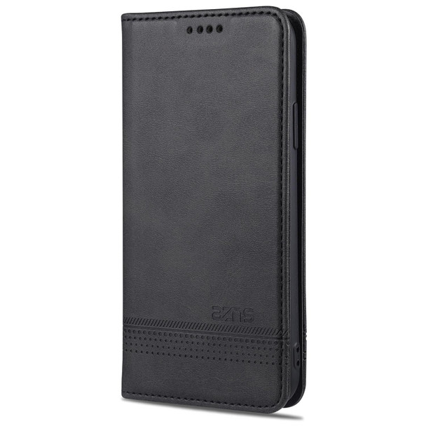 AZNS Magnetic Calf Texture Horizontal Flip Leatherette Case with Card Slots & Holder & Wallet - iPhone X / XS(Black)