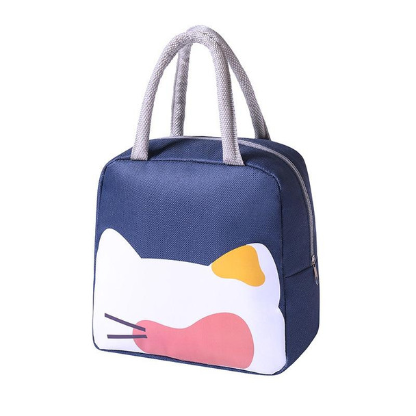 2 PCS QW001 Cartoon Thick Aluminum Foil Lunch Bag Student Lunch Box Handbag Insulated Bag(Tibetan blue)