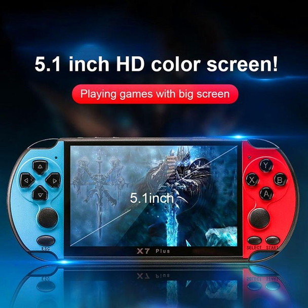 X7 Plus Retro Classic Games Handheld Game Console with 5.1 inch HD Screen & 8G Memory, Support MP4 / ebook(Blue + Red)