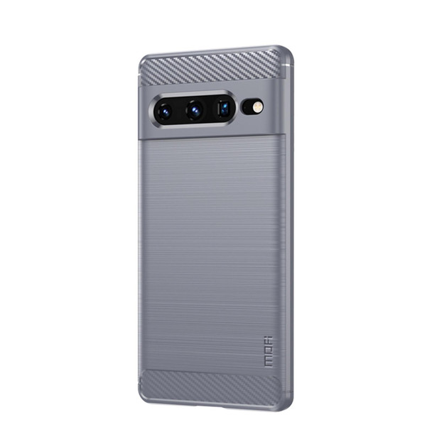 Google pixel 7 Pro 5G MOFI Gentleness Series Brushed Texture Carbon Fiber TPU Phone Case(Gray)