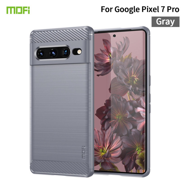 Google pixel 7 Pro 5G MOFI Gentleness Series Brushed Texture Carbon Fiber TPU Phone Case(Gray)