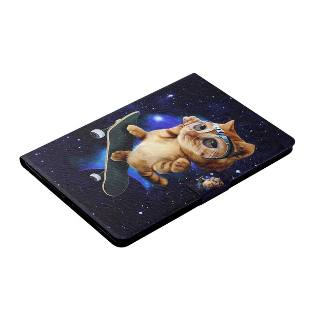 Colored Drawing Horizontal Flip Leatherette Tablet Case with Holder & Card Slots & Sleep / Wake-up Function - iPad Pro 11 inch (2020) / (2018) / iPad Air 4 10.9 inch (2020)(Skateboard Cat)