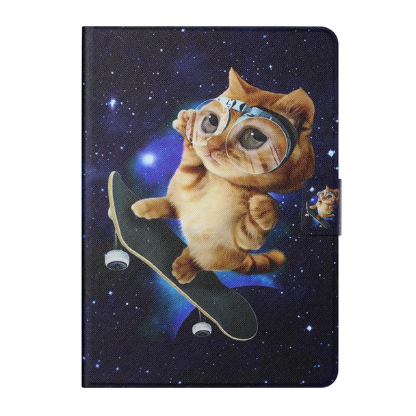 Colored Drawing Horizontal Flip Leatherette Tablet Case with Holder & Card Slots & Sleep / Wake-up Function - iPad Pro 11 inch (2020) / (2018) / iPad Air 4 10.9 inch (2020)(Skateboard Cat)