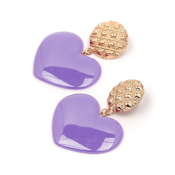 Peach Heart Earrings Retro Series Acrylic Stud Earrings for Women(Purple)