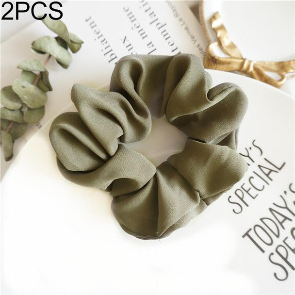 2 PCS Large Intestine Ring Hair Band Women Fabric Ponytail Seamless Stretch Hair Jewelry(Green)