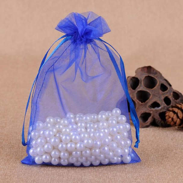 100 PCS Gift Bags Jewelry Organza Bag Wedding Birthday Party Drawable Pouches, Gift Bag Size:13X18cm(Sapphire Blue)