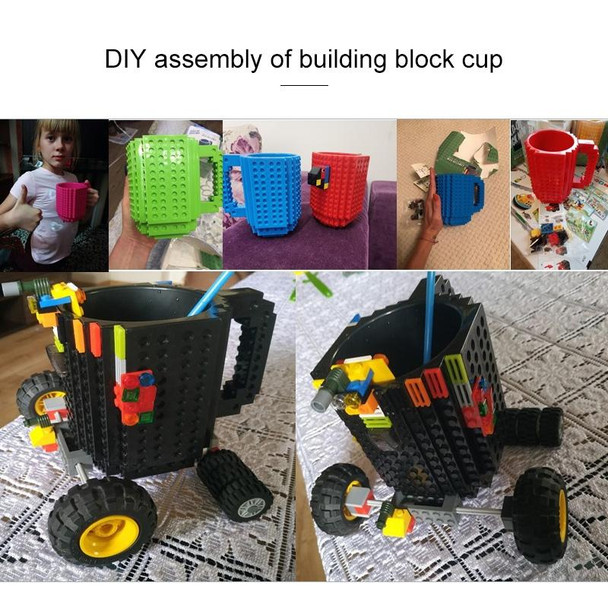 Building Blocks Design Creative Milk Mug Coffee Cup Build-on Brick Drinking Water Holder, Value:301-400ml(Rose red)