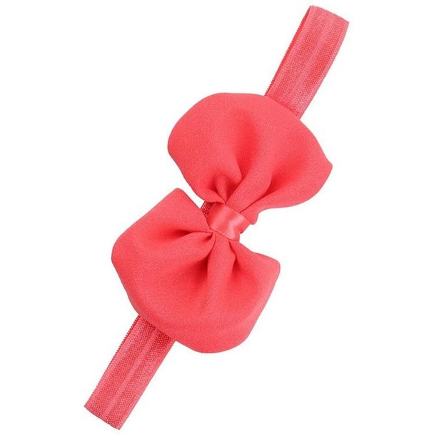 2 PCS Baby Headband Ribbon Chiffon Bow Children Hair Band Headwear(Watermelon red)