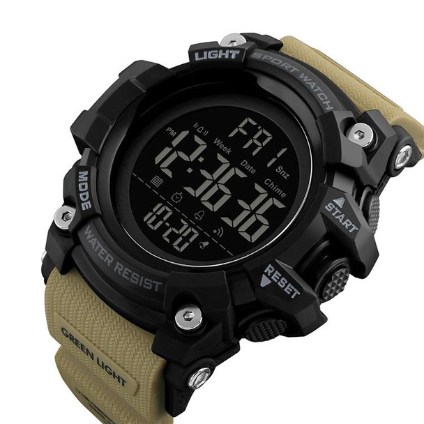 SKMEI 1384 Multifunctional Men Outdoor Fashion Noctilucent Waterproof LED Digital Watch (Khaki)