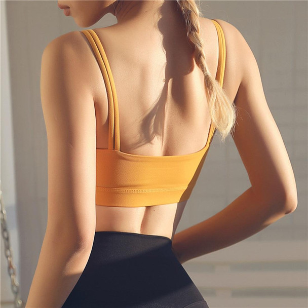 Double Thin Shoulder Belt Fitness Back Yoga Sports Vest (Color:Ginger Size:S)
