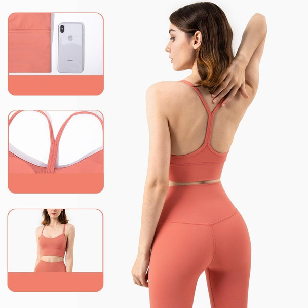 Fitness Sexy Beauty Back Sports Underwear Vest Type Nude Small Sling Yoga Bra (Color:Iced Iris Size:XL)